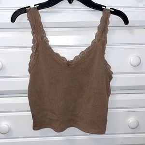 AMERICAN EAGLE LIGHT MOCHA LACE V-NECK CAMI